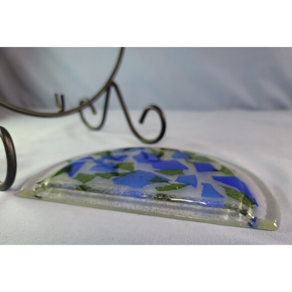 Unusual Shape Flower Vase Vintage RARE Hand Crafted Glass Flower - Picture 7 of 9